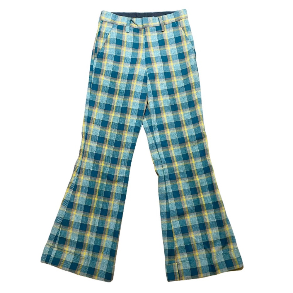 VINTAGE Farah wool plaid bell bottom pants S